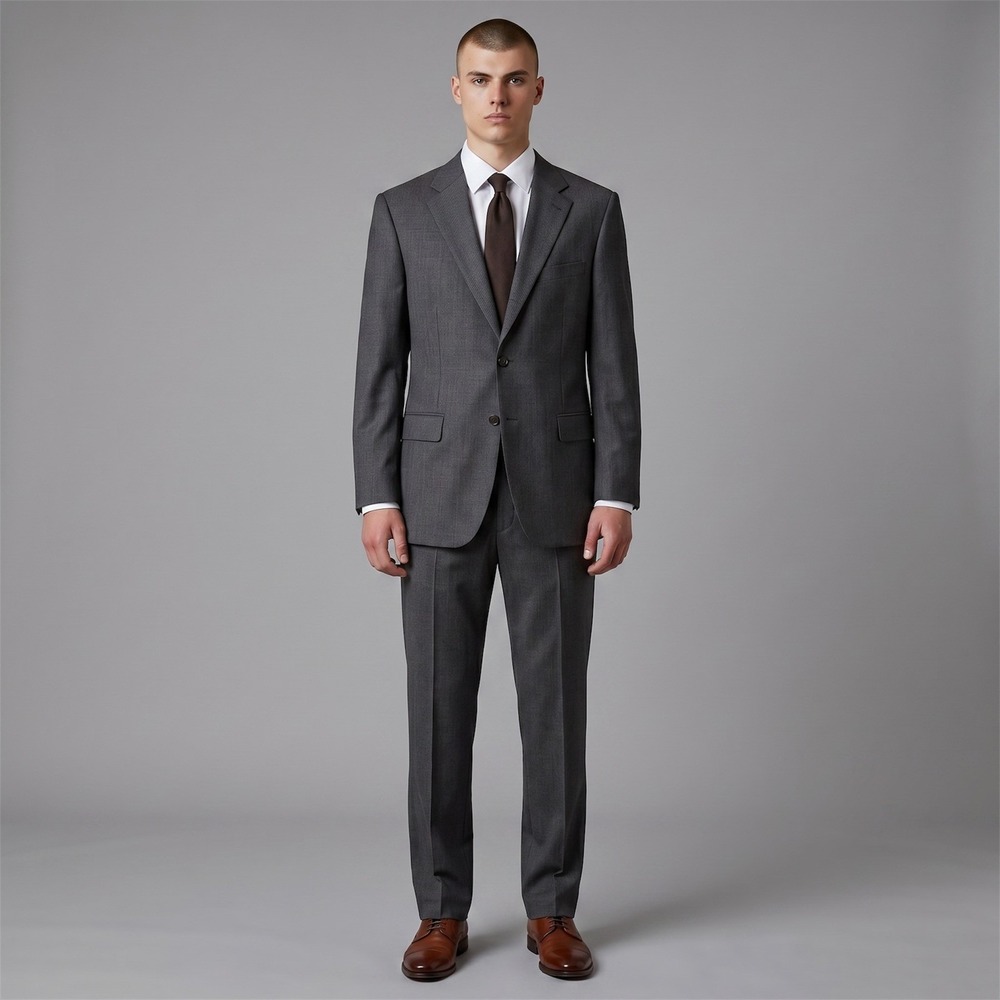 Canali Siena 2 Piece Suit Mens 46R Charcoal Grey Wool 2-Button Modern Made Italy